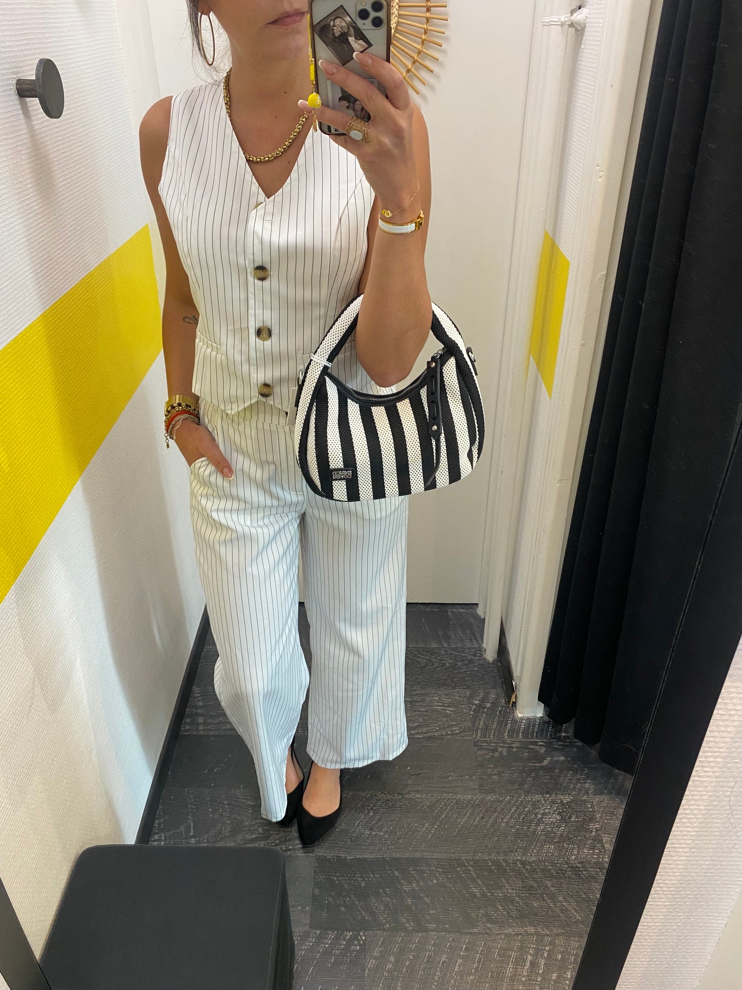 Ensemble rayé White