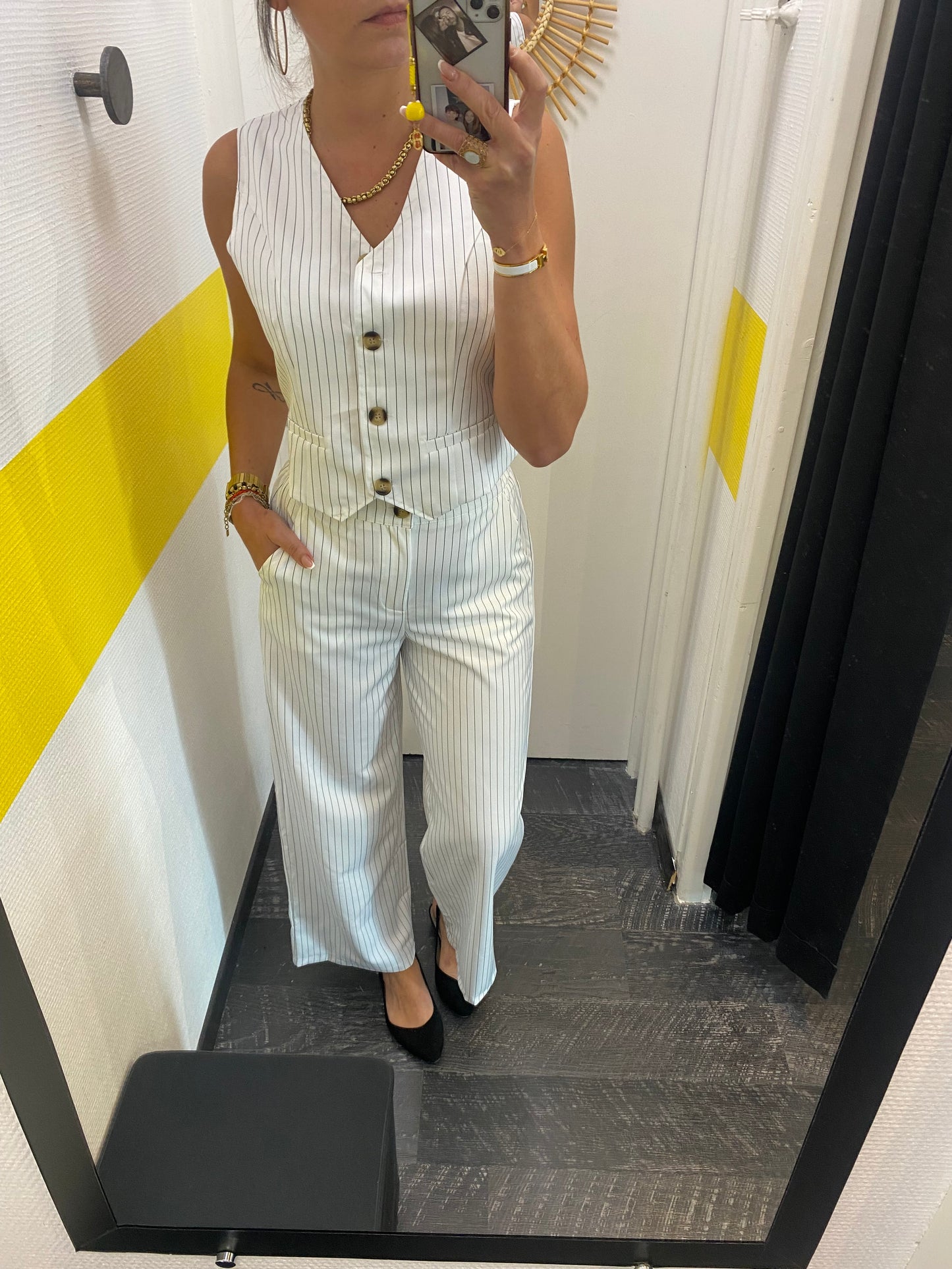 Ensemble rayé White