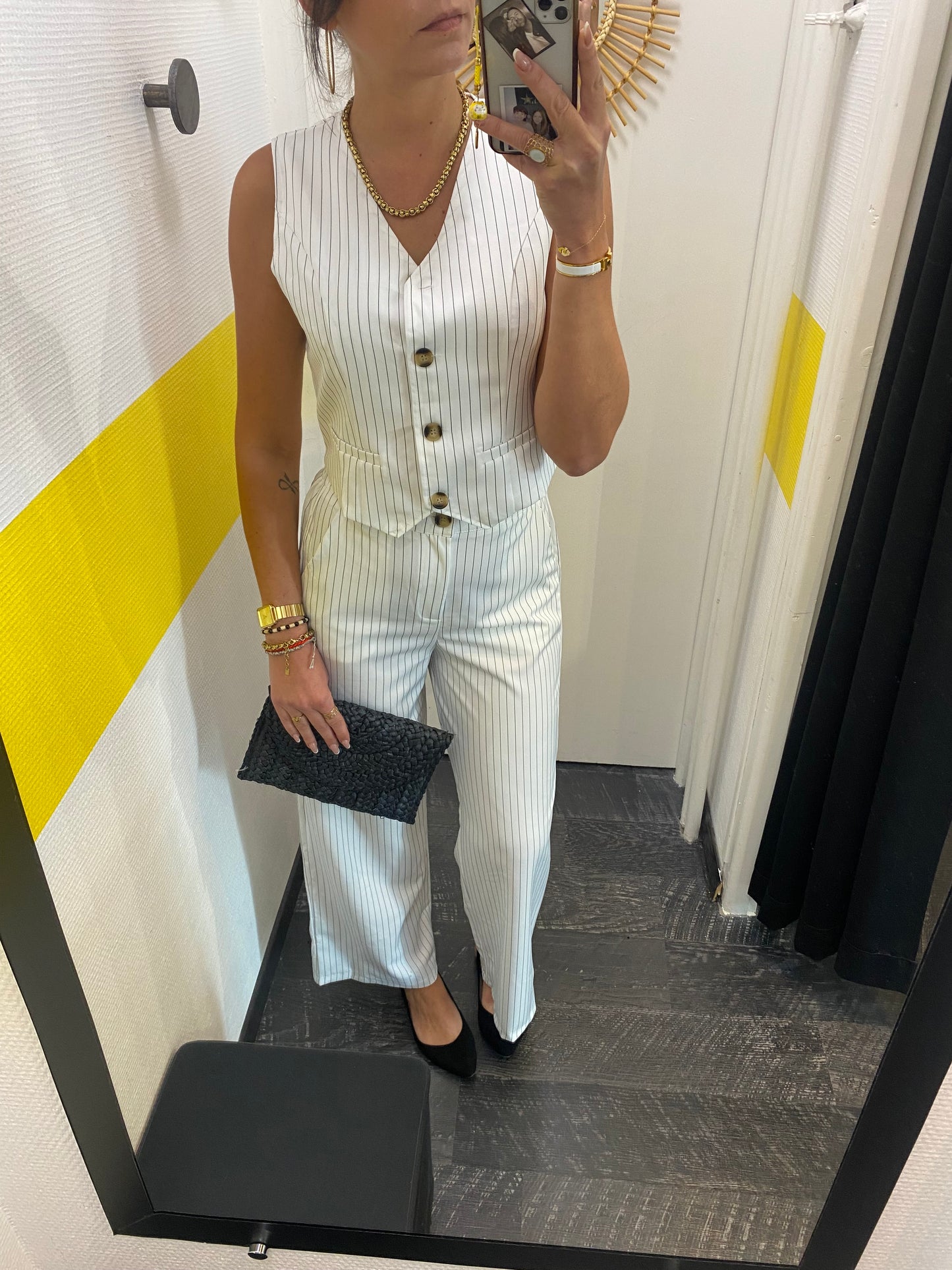 Ensemble rayé White
