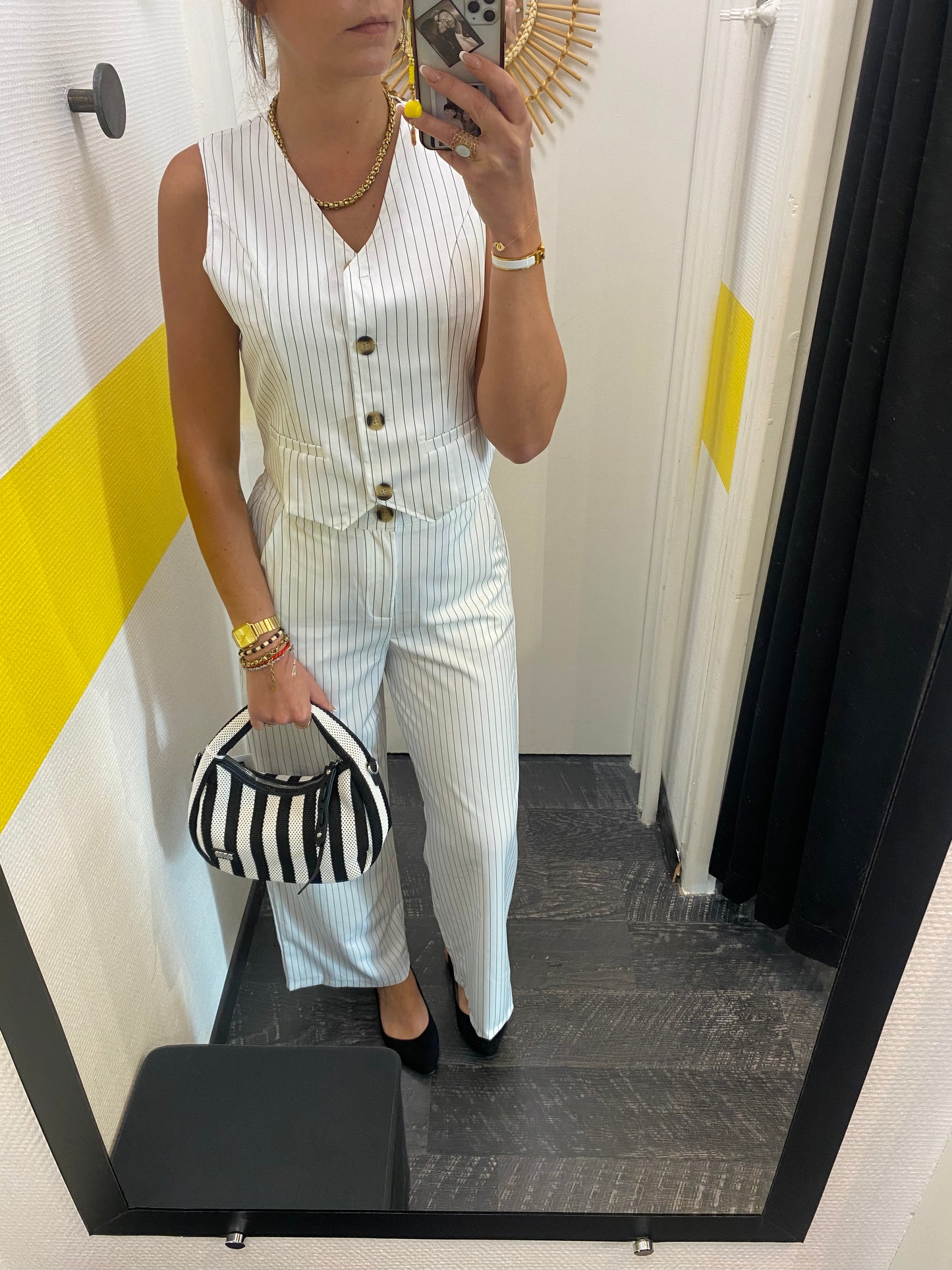 Ensemble rayé White