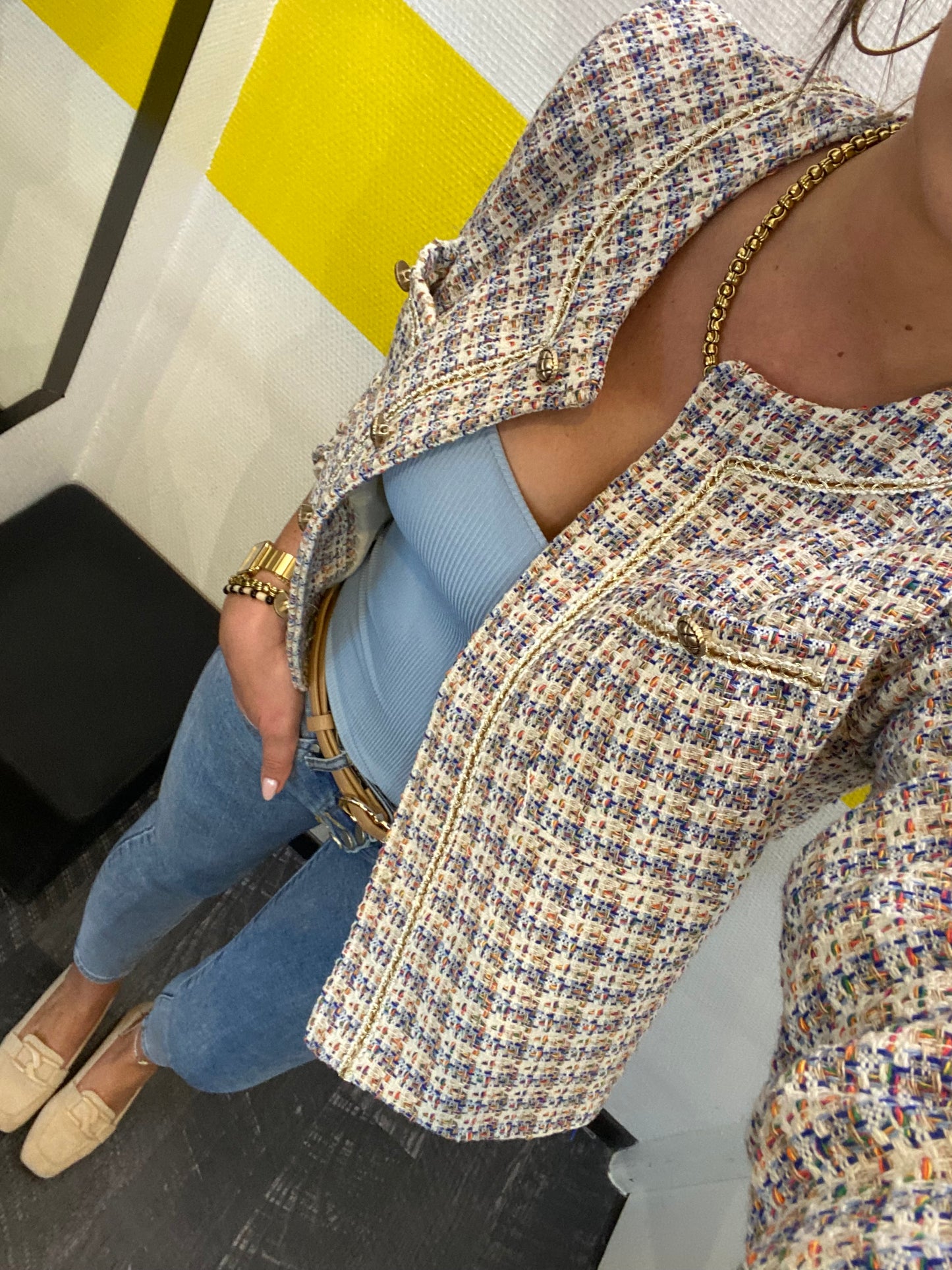 Veste tweed bleu
