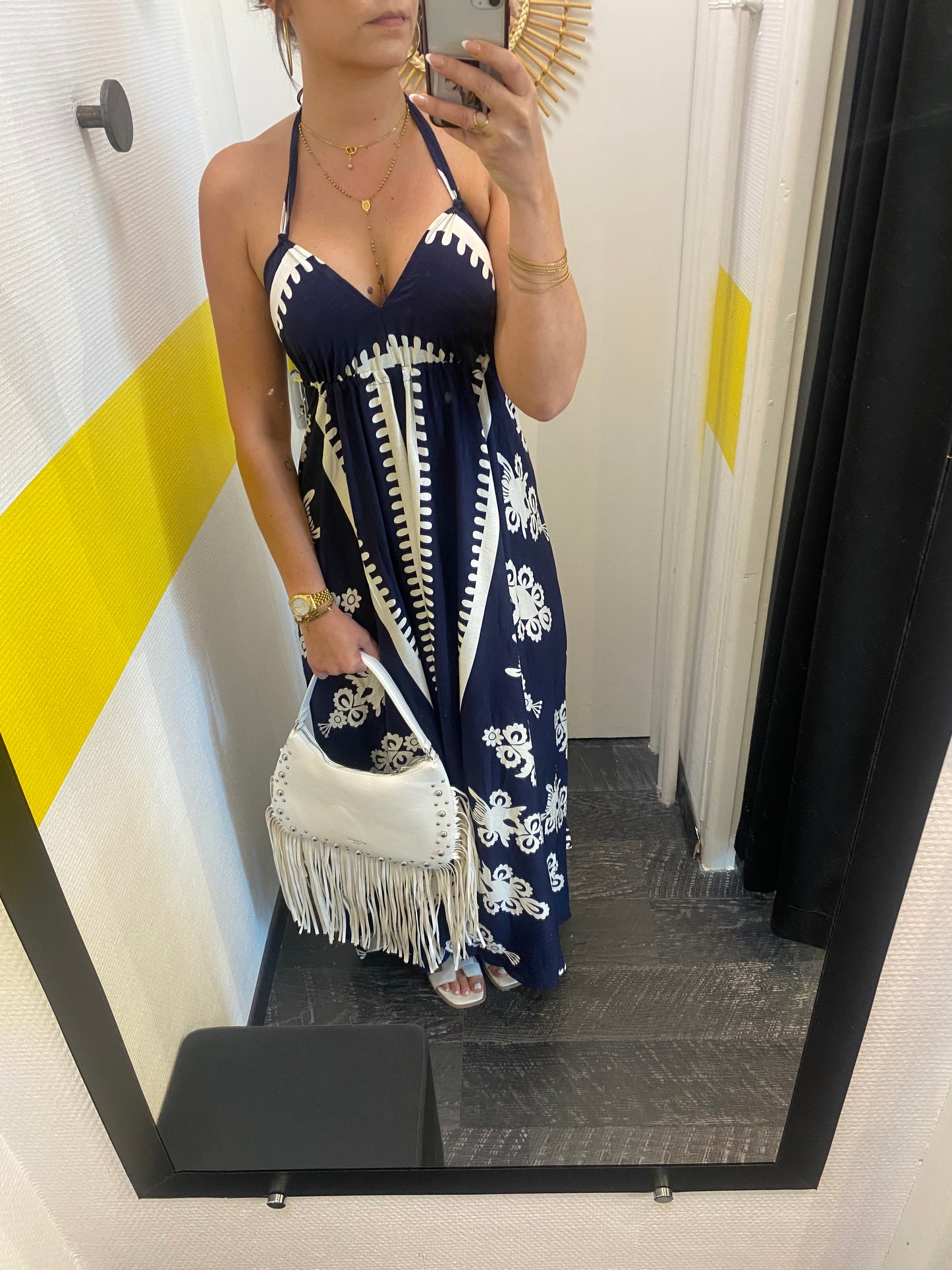 Robe longue blanche ou marine