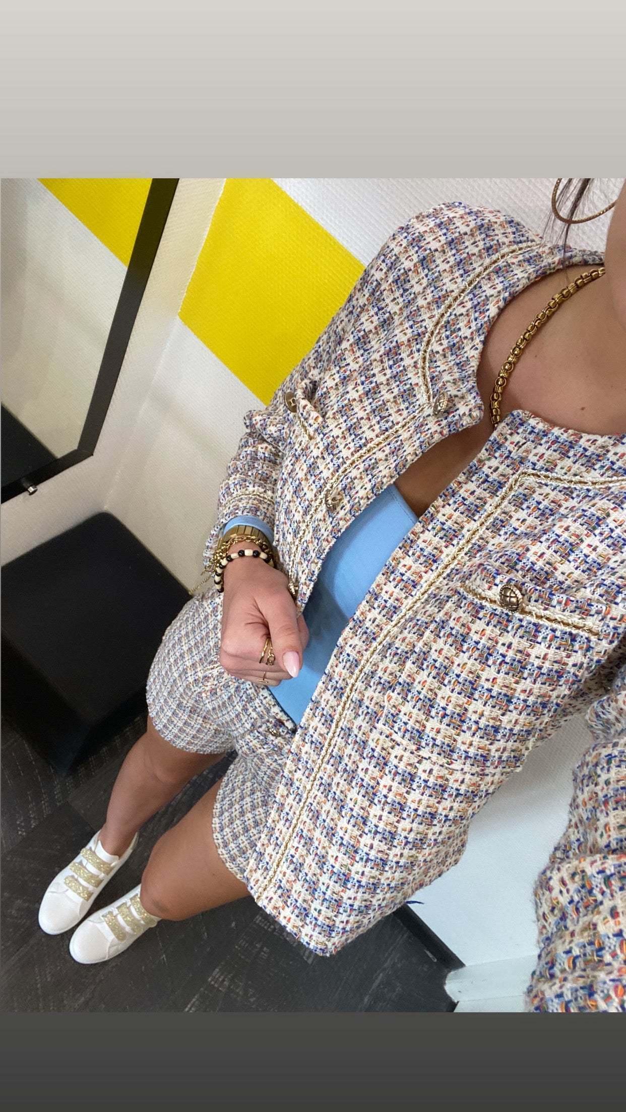 Short tweed bleu