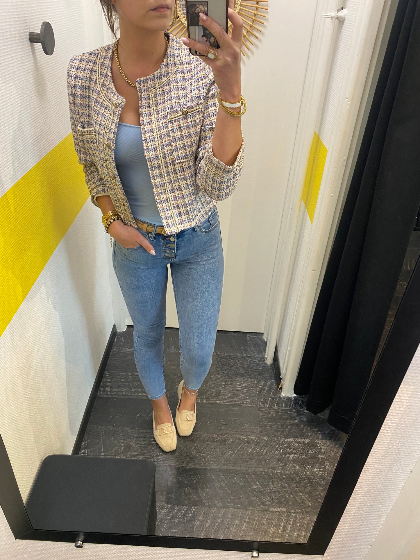 Veste tweed bleu