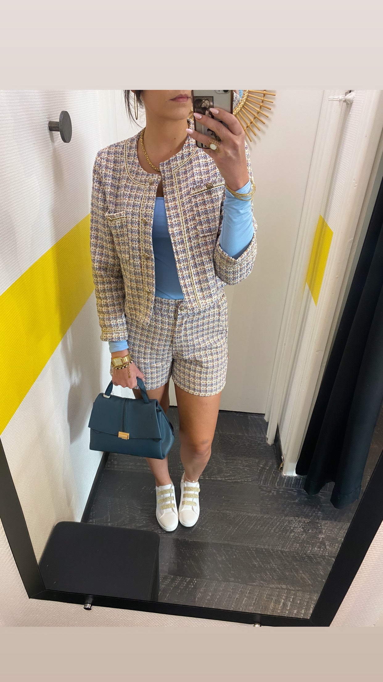 Short tweed bleu