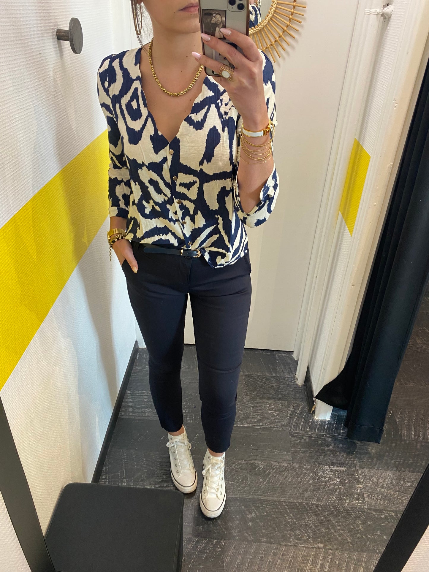 Pantalon élégant marine + ceinture