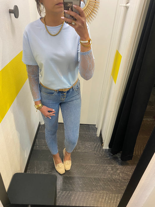Teeshirt manches dentelle