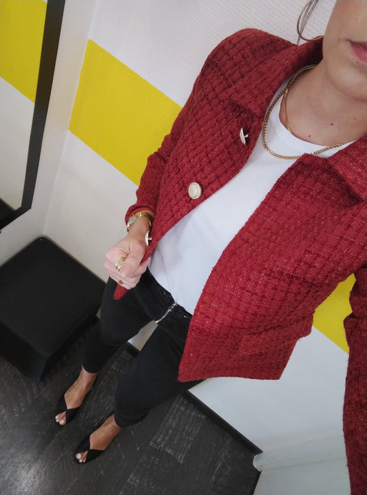 Veste tweed red